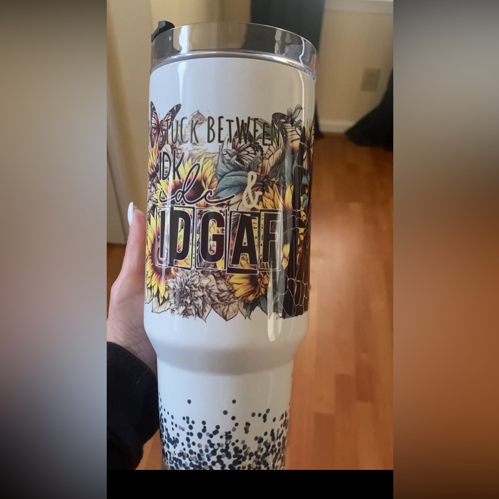 40oz insulated sublimated tumbler with lid and straw